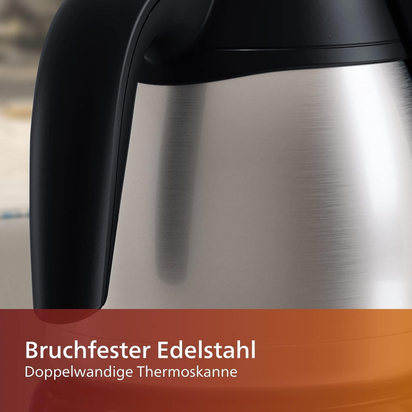 Ekspres do espresso PHILIPS Café Gaia z filtrem - karafka termosowa ze stali nierdzewnej, system zapobiegający kapaniu, intensywny aromat, automatyczne wyłączanie, 1300 ml, czarny (HD7546/20)
