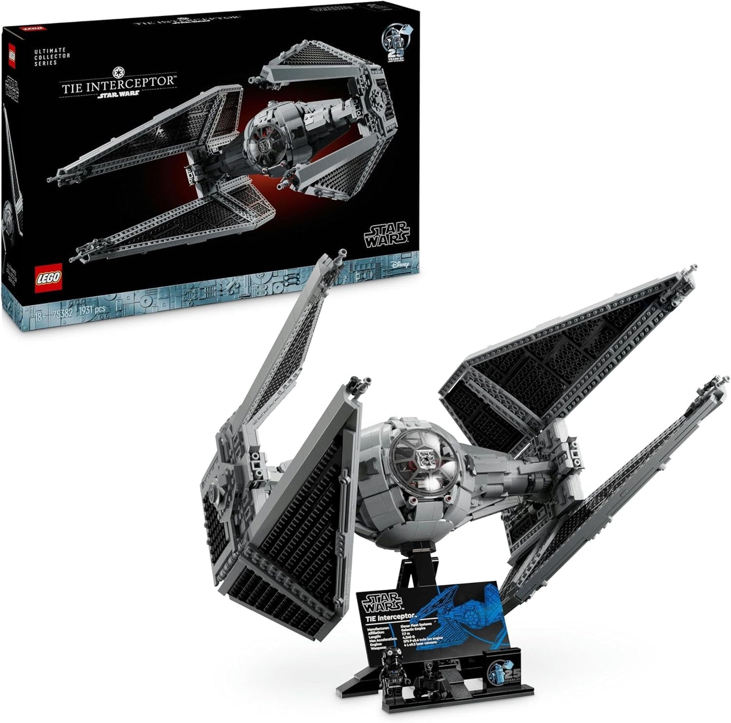 LEGO Star Wars Tie Interceptor Ultimate Collector Series Zestaw do kreatywnego budowania dla dorosłych Starfighter Model z klocków Prezent dla fanów Kolekcjonerski zestaw Ucs 75382 Besuche den LEGO-Store Zestawy konstrukcyjne Tytuł domyślny