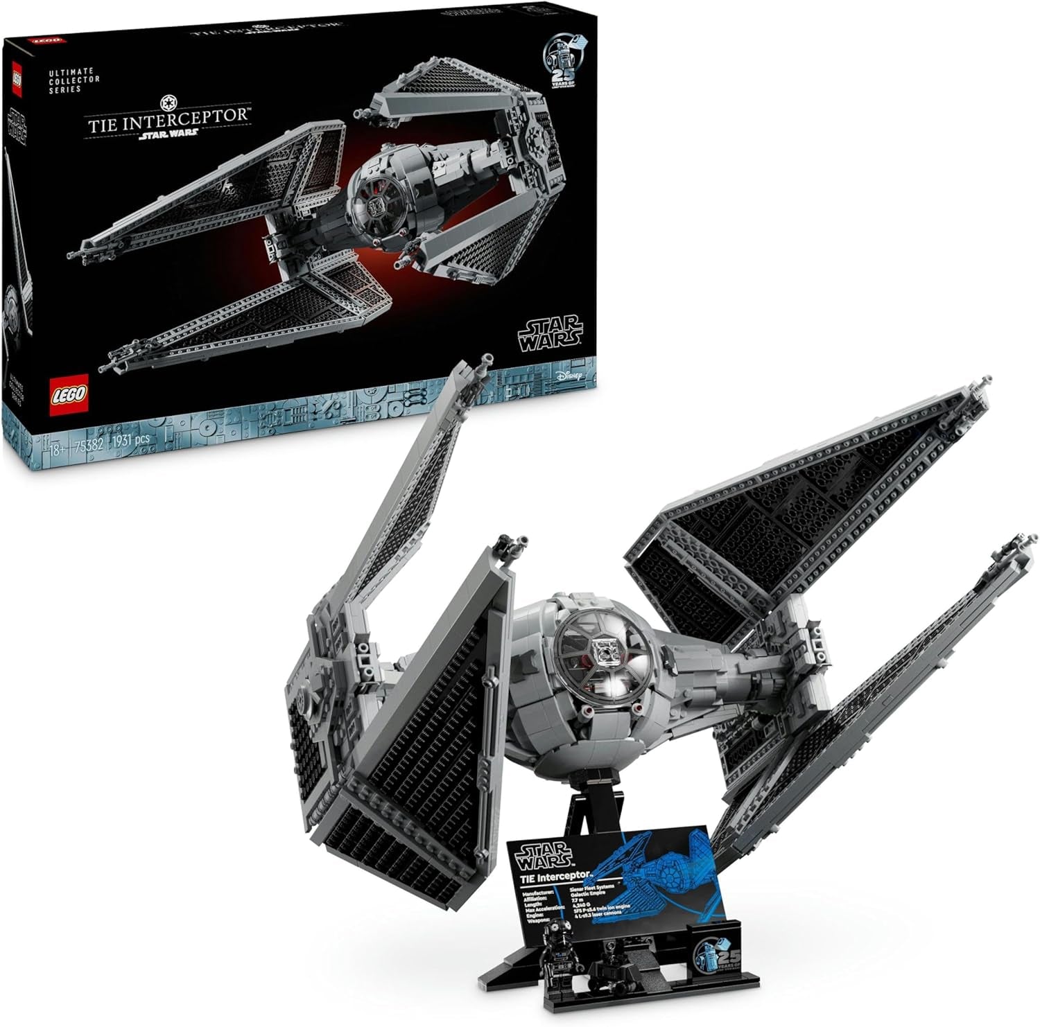 LEGO Star Wars Tie Interceptor Ultimate Collector Series Zestaw do kreatywnego budowania dla dorosłych Starfighter Model z klocków Prezent dla fanów Kolekcjonerski zestaw Ucs 75382 Besuche den LEGO-Store Zestawy konstrukcyjne Tytuł domyślny