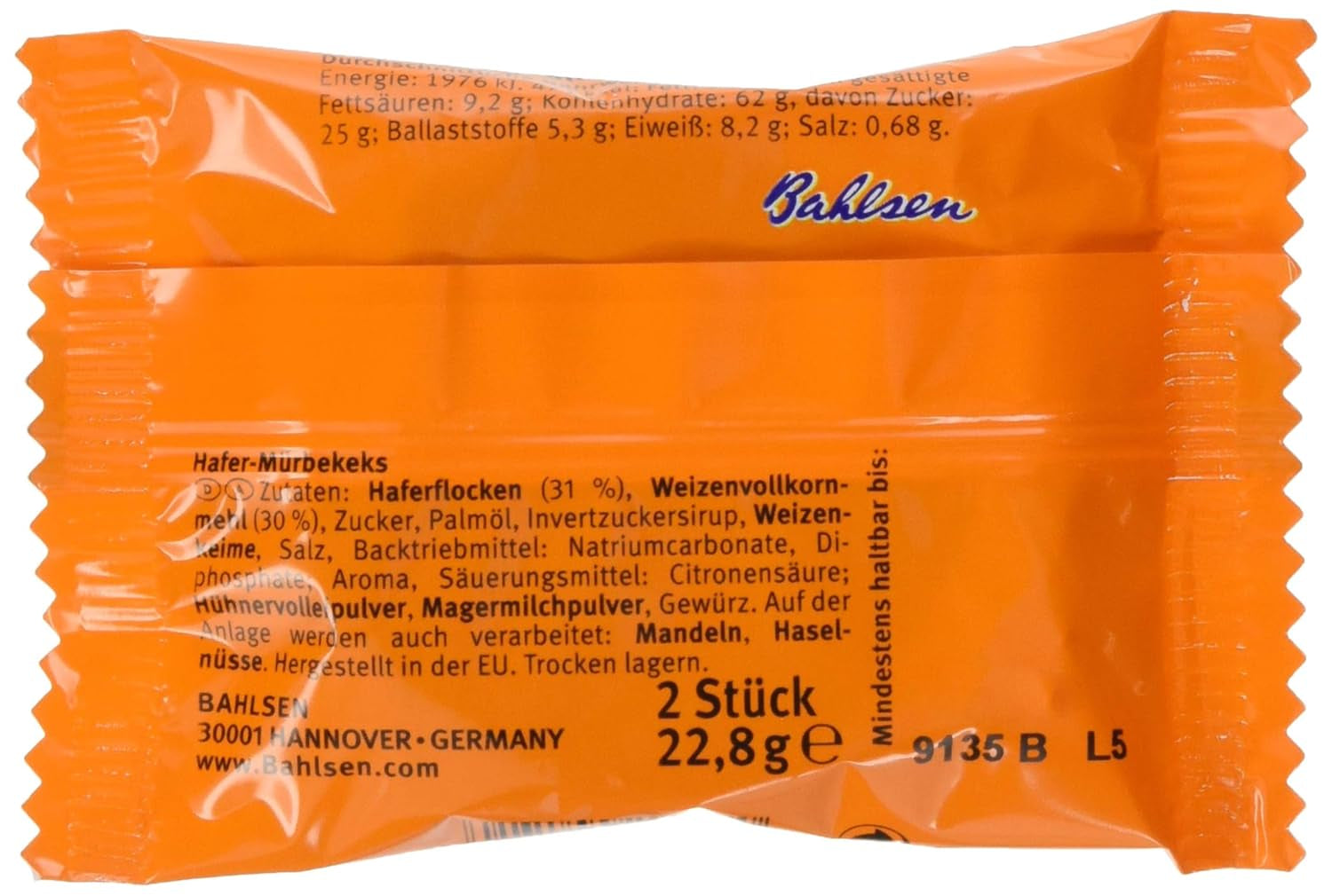 Brandt Hobbits Crunchy – 2 opakowania – Pudełko cateringowe zawierające 60 opakowań – Pełnoziarniste ciasteczka owsiane o wysokiej zawartości błonnika (60 x 22,8 g)