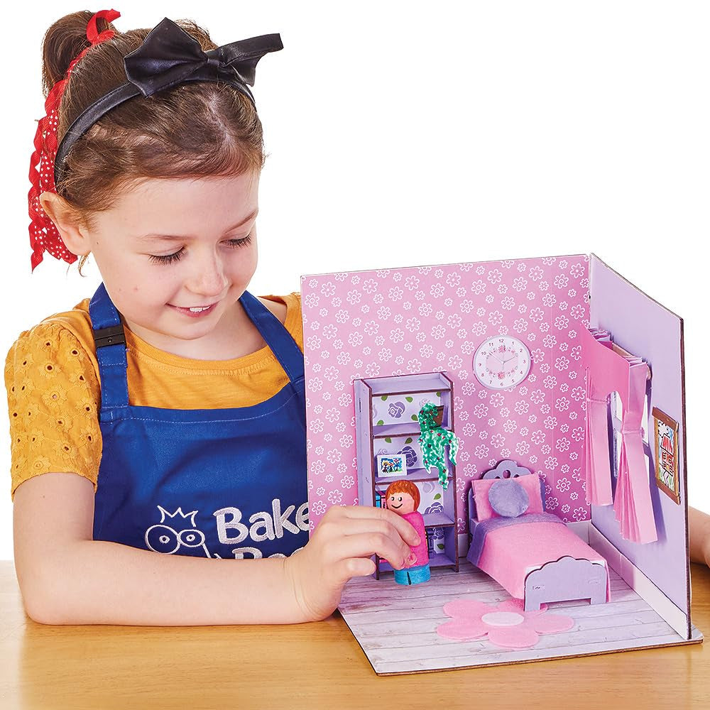 Baker Ross FN255 Mini drewniany zestaw do domku dla lalek - 1-częściowy zestaw do domku dla lalek dla dzieci Zestaw do rękodzieła DIY