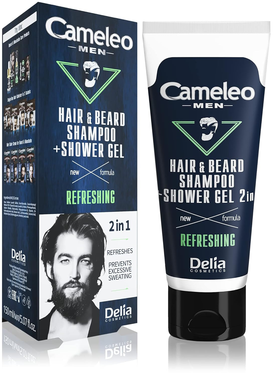 Cameleo Men - Płyn do mycia włosów dla mężczyzn przeciw wypadaniu włosów, 150 ml Pielęgnacja włosów Naty Shop Szampon i żel pod prysznic - 2 w 1