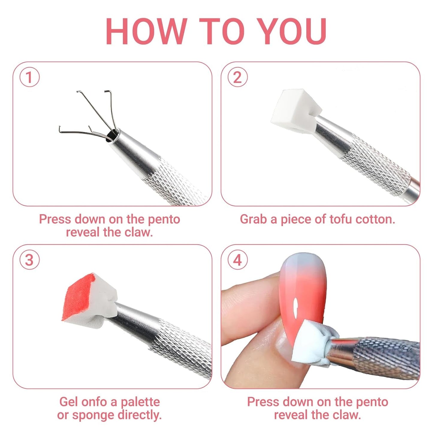 Nägel Selber Machen, Nageldesign-Hilfsmittel, 100 Stück Nail Art Schwämme Mit Metallgreifer, Schwammpinsel & Sponge Brush Applicator For Gradient Nail Art Designs