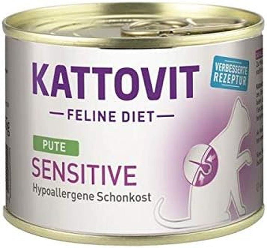 KATTOVIT - Sensitive mokra karma dla kotów | Diät-Katzenfutter als Alleinfuttermittel. Bezglutenowe i bezglutenowe | Hipoalergiczny, dla wyrośniętych kotów 12 x 185 g Puszka