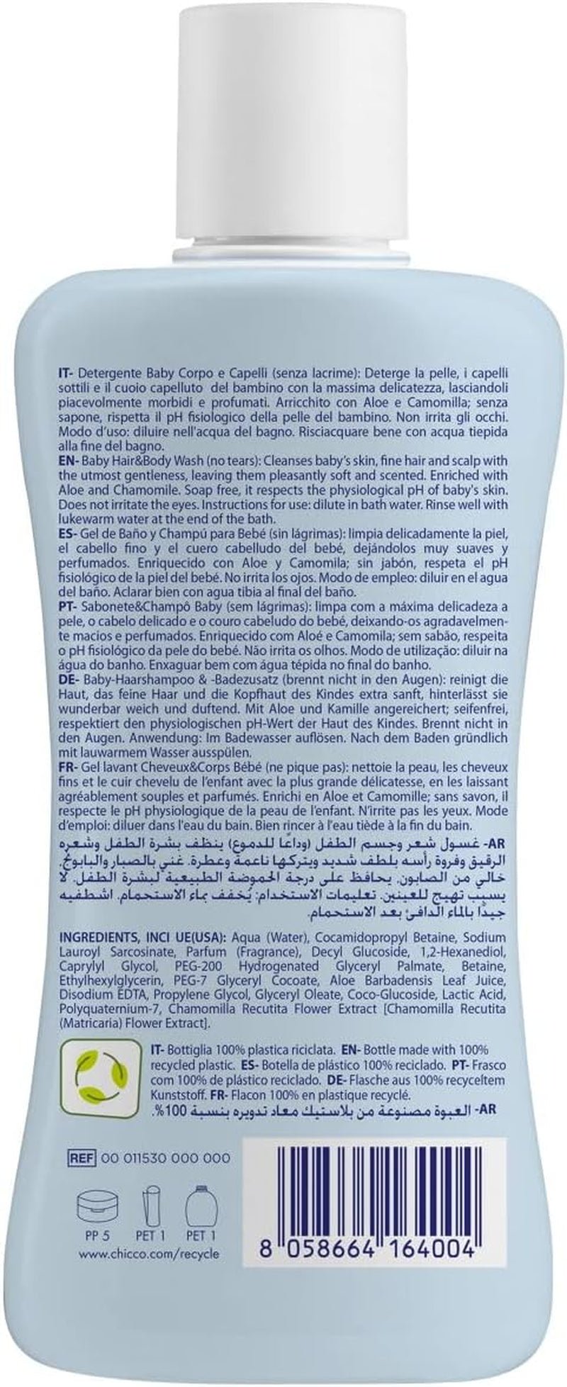 CHICCO NATURAL SENSATION - ZESTAW 2: 1 SZAMPON I KĄPIEL - NIESUSZĄCY 200 ML, 1 4W1 KREM DO ZMIANY 100 ML Dzieci - Kąpiel i pielęgnacja Naty Shop