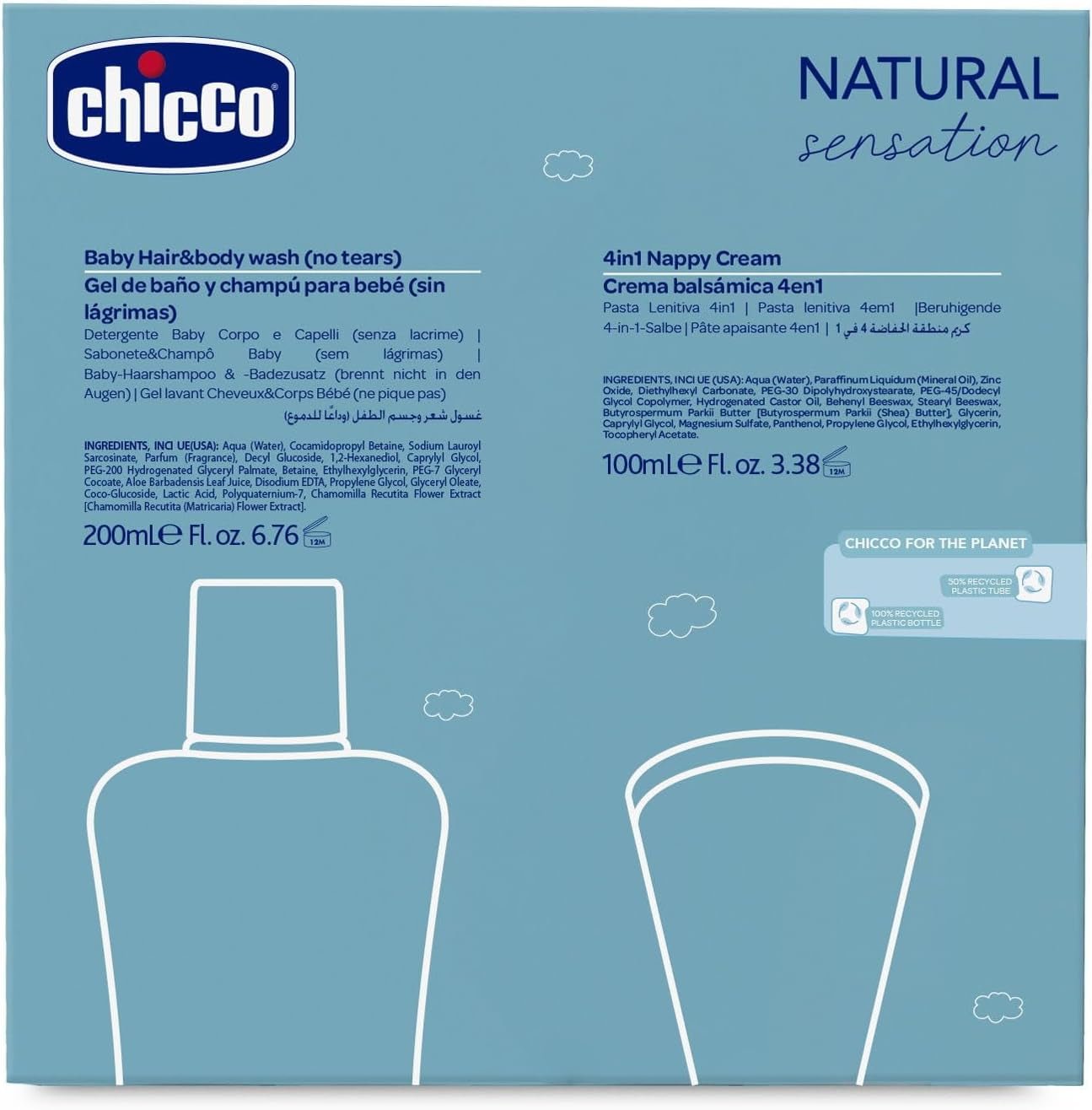 CHICCO NATURAL SENSATION - ZESTAW 2: 1 SZAMPON I KĄPIEL - NIESUSZĄCY 200 ML, 1 4W1 KREM DO ZMIANY 100 ML Dzieci - Kąpiel i pielęgnacja Naty Shop