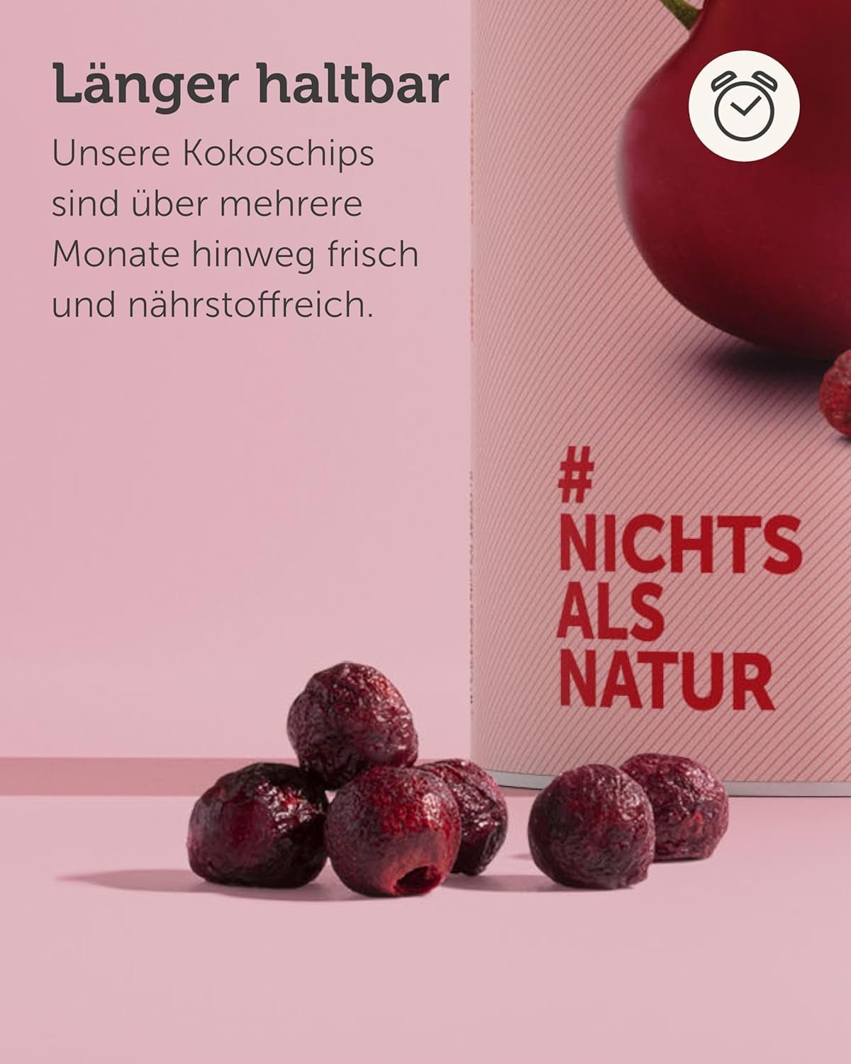 Wiśnie gorzkie liofilizowane BUAH® | Całe wiśnie jako przekąska lub do musli | Idealny zamiennik słodyczy | Wegańskie i bez dodatku cukru | 135g Naty Shop produkty suszone