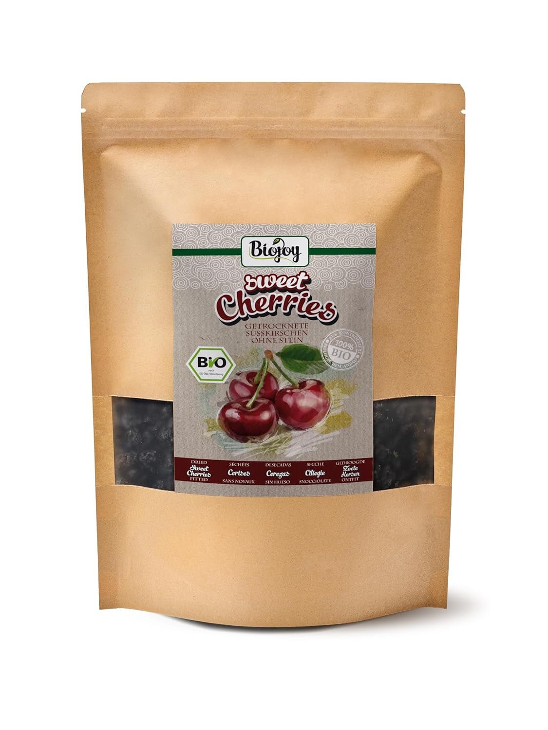 Biojoy suszone czereśnie (500 g), bez pestek i bez siarki Naty Shop produkty suszone 1 kg (1 opakowanie)