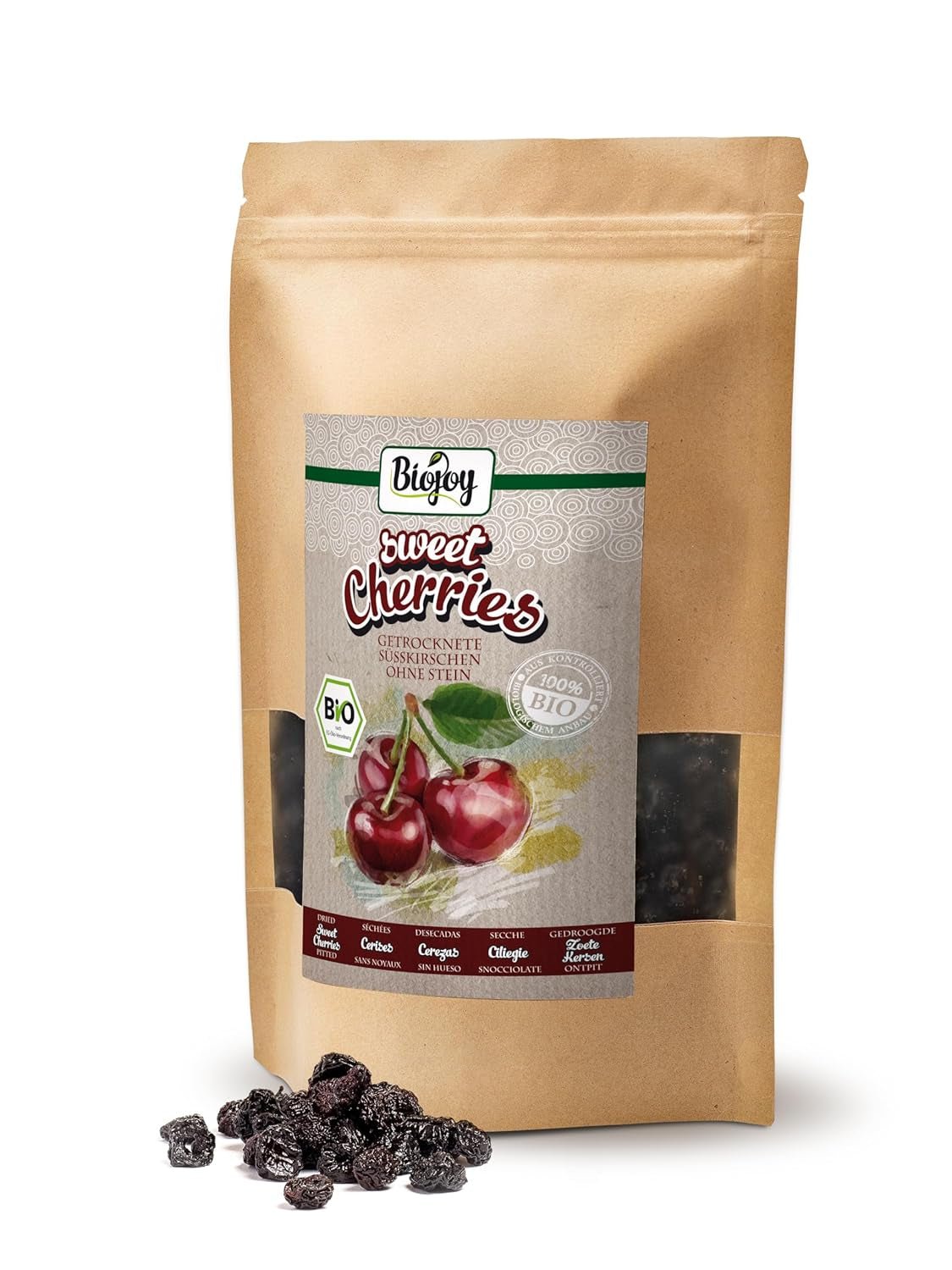 Biojoy suszone czereśnie (500 g), bez pestek i bez siarki Produkty suszone Naty Shop