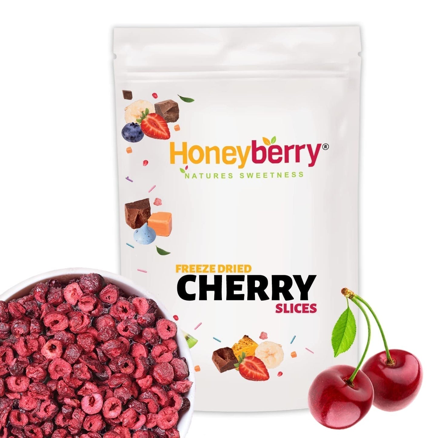 Wiśnie liofilizowane 100g - Wiśnie liofilizowane - Owoce suszone liofilizowane - Wiśnie suszone liofilizowane - Idealne do wypieków, dekoracji, musli i deserów Produkty suszone Naty Shop 100G