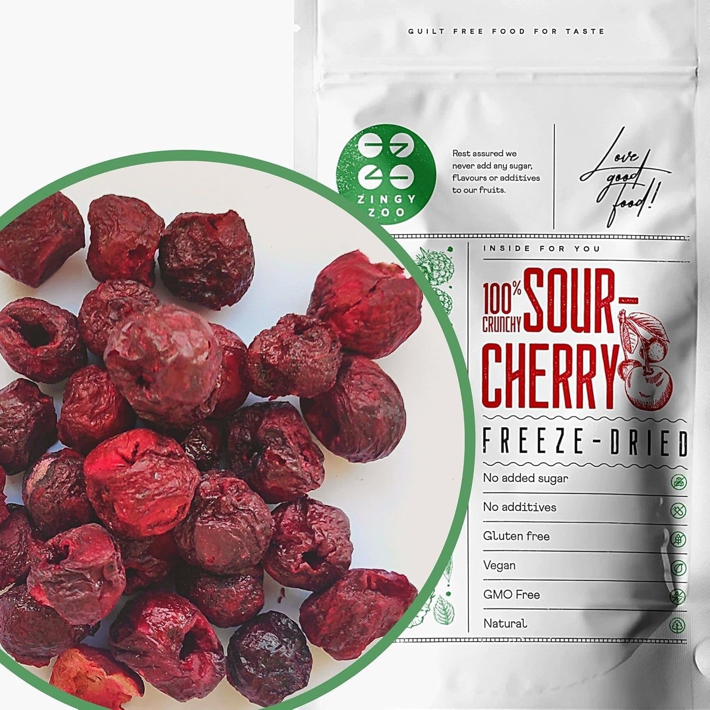 Wiśnie liofilizowane | Suszone wiśnie | Owoce liofilizowane | Owoce suszone liofilizowane | Owoce liofilizowane Wiśnie suszone | Futerkowe Smoothie Owoce liofilizowane (90g) Produkty suszone Naty Shop 90 G (1 opakowanie)