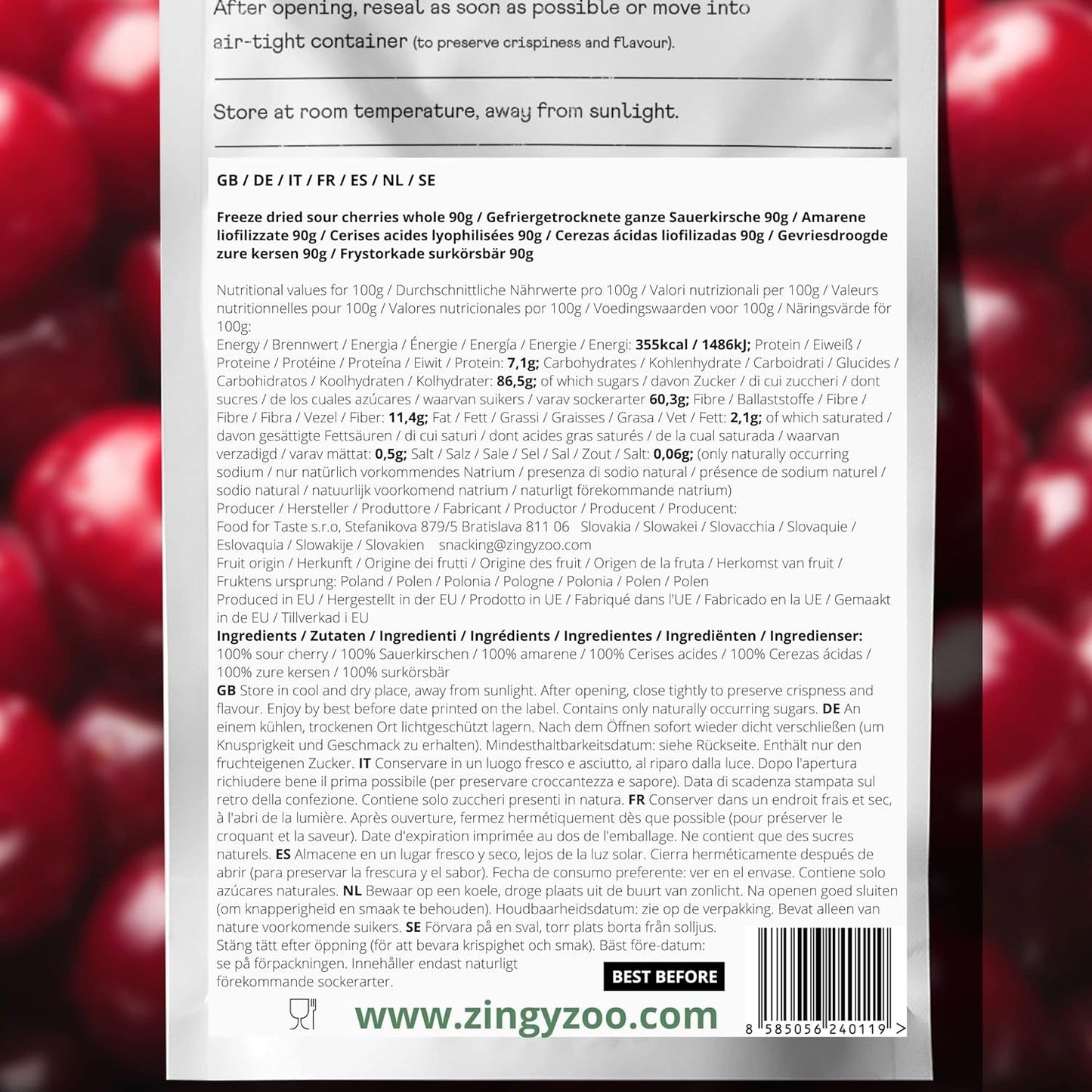 Wiśnie liofilizowane | Suszone wiśnie | Owoce liofilizowane | Owoce suszone liofilizowane | Owoce liofilizowane Wiśnie suszone | Futerkowe Smoothie Owoce liofilizowane (90g) Produkty suszone Naty Shop
