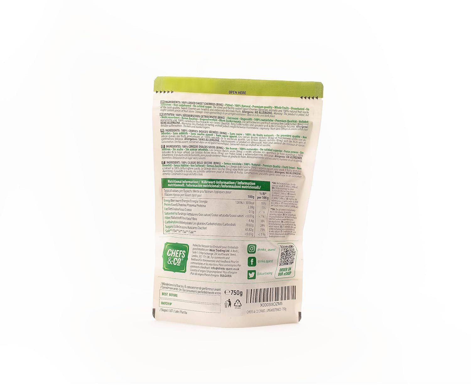 SUSZONE WIŚNIE (NIESUSZONE) -750g | suszone czereśnie bez pestek | 100% naturalne | jakość premium | bez dodatków, bez siarki i bez cukru Produkty suszone Naty Shop