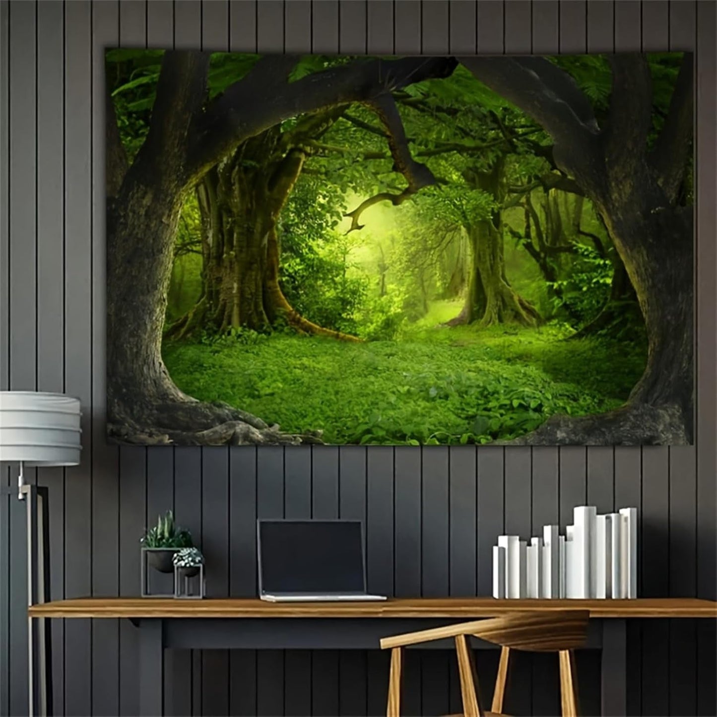 Dywan gobelin las płótno drzewo wodospad mgła Strona główna - Akcesoria i dekoracje Naty Shop Leśna mgła 1 200L X 150B Cm