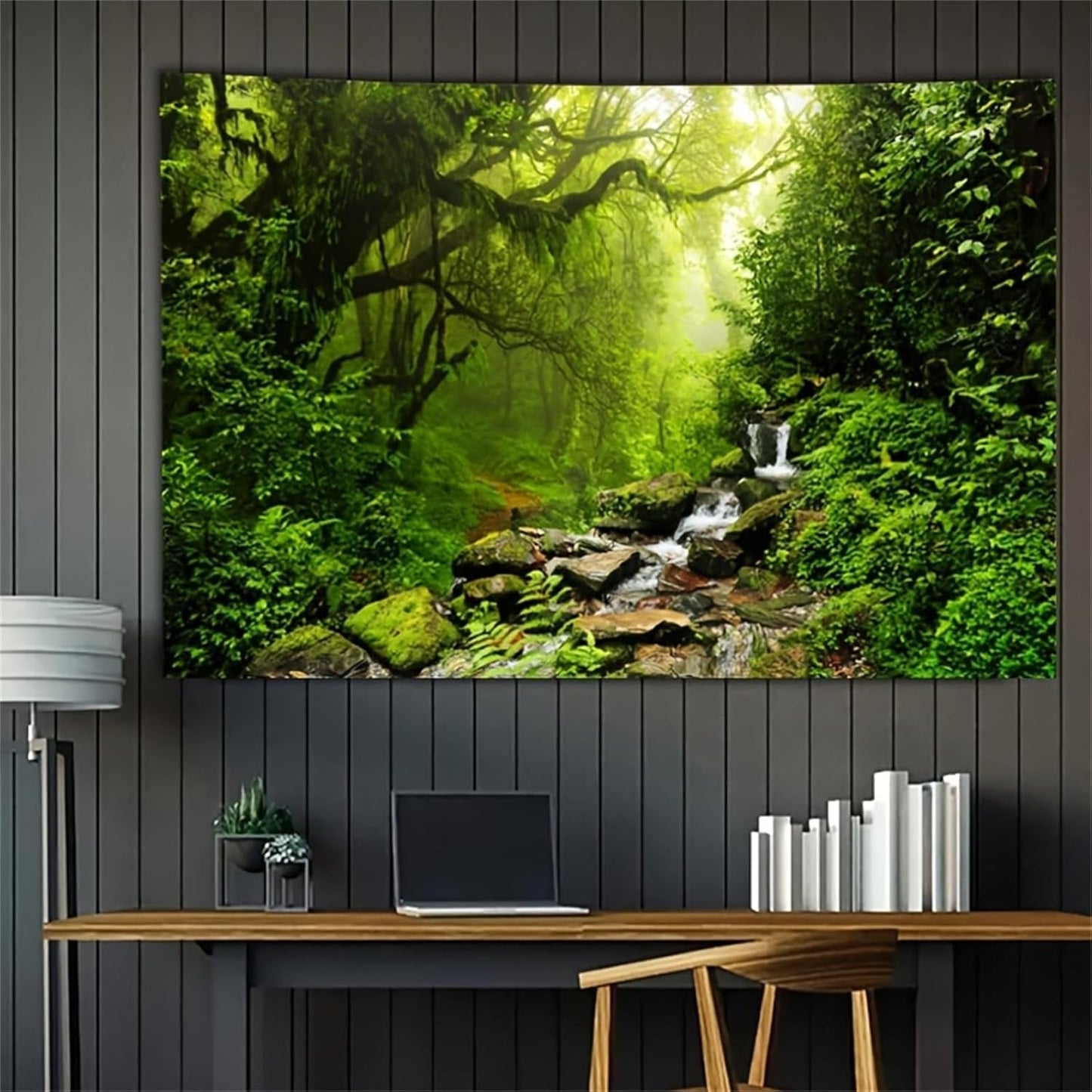 Dywan gobelin las płótno drzewo wodospad mgła Strona główna - Akcesoria i dekoracje Naty Shop Pozdrowienia 200L X 150B Cm