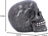 Holograficzna srebrna kabaretka czaszka srebrna holograficzna kabaretka ozdoba czaszka srebrne 16,5cm statuetki i rzeźby Naty Shop