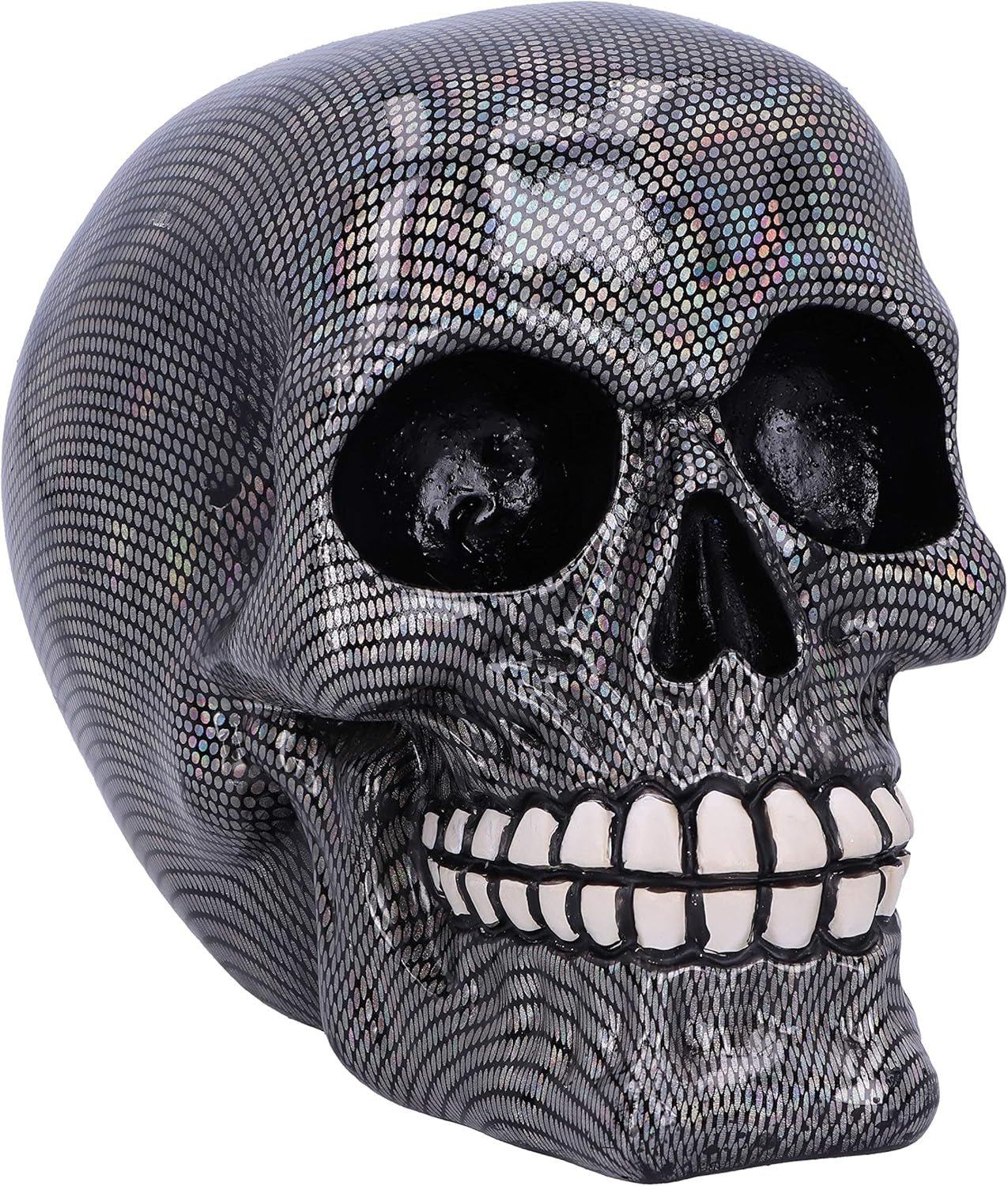 Holograficzna srebrna czaszka kabaretki Srebrna holograficzna ozdoba czaszki kabaretki Srebrne 16,5 cm statuetki i rzeźby Naty Shop Domyślny tytuł