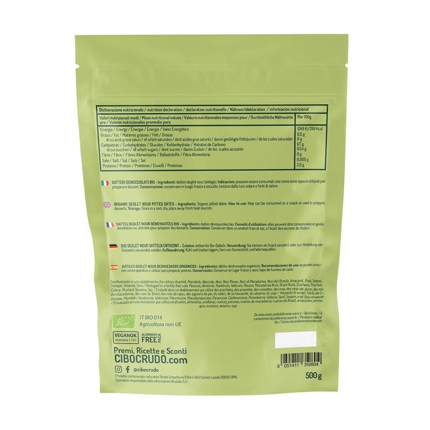 Deglet Nour Bio daktyle bez pestek - 500g. Naturalne organiczne suszone daktyle Deglet Nour. Suszone daktyle. Naty Kup produkty suszone