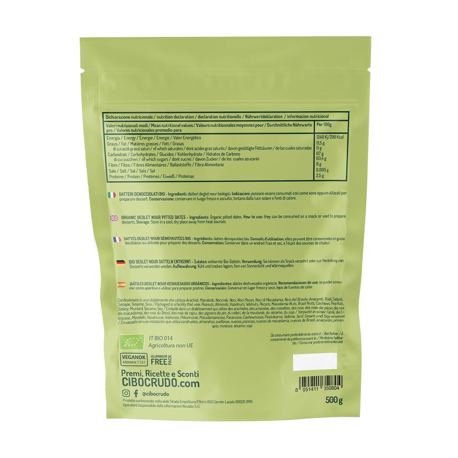 Deglet Nour Bio daktyle bez pestek - 500g. Naturalne organiczne suszone daktyle Deglet Nour. Suszone daktyle. Naty Kup produkty suszone