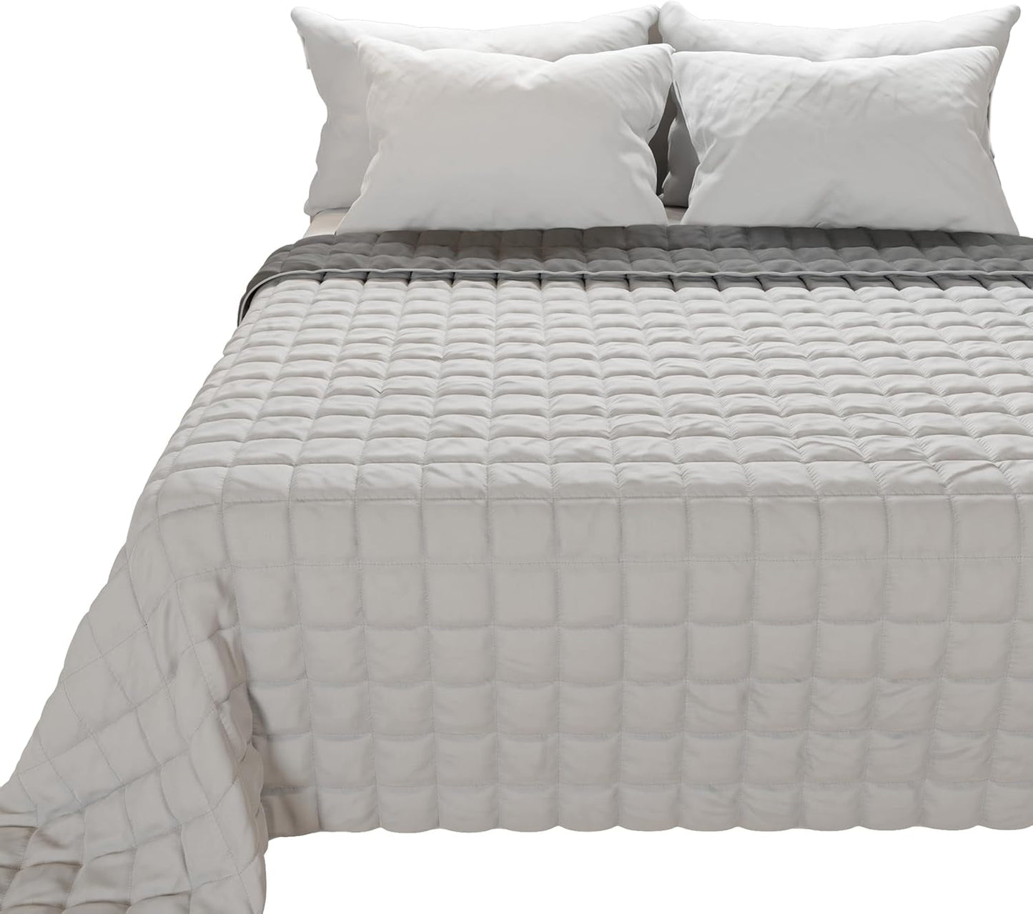 PETTI Artigiani Italiani - Narzuta na łóżko pojedyncze, narzuta dwustronna, narzuta sprężynowa, granatowy, biały, 100% Made in Italy Kołdry i kołdry Naty Shop Szary Rozmiar łóżka 180 (260 x 270 cm)