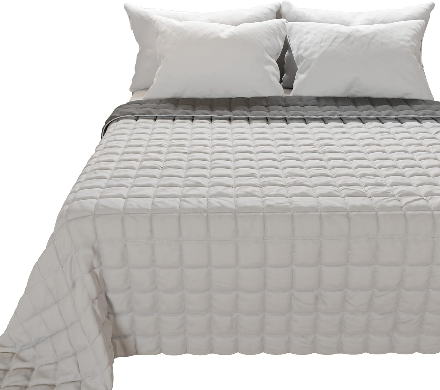 PETTI Artigiani Italiani - Narzuta na łóżko pojedyncze, narzuta dwustronna, narzuta sprężynowa, granatowy, biały, 100% Made in Italy Kołdry i kołdry Naty Shop Szary Rozmiar łóżka 180 (260 x 270 cm)