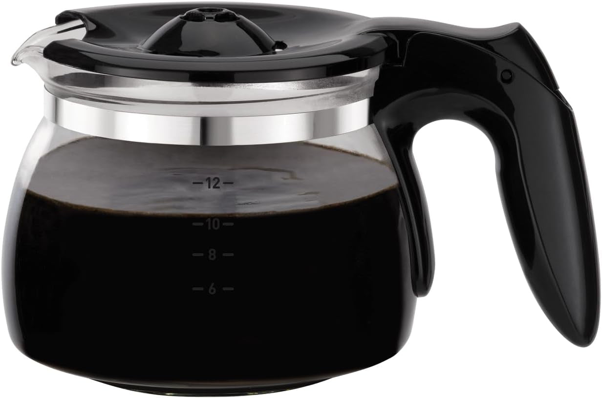 Tefal CM3408 Szklany miniekspres do kawy (600 W, 6 filiżanek) czarny/stal nierdzewna, CM340811