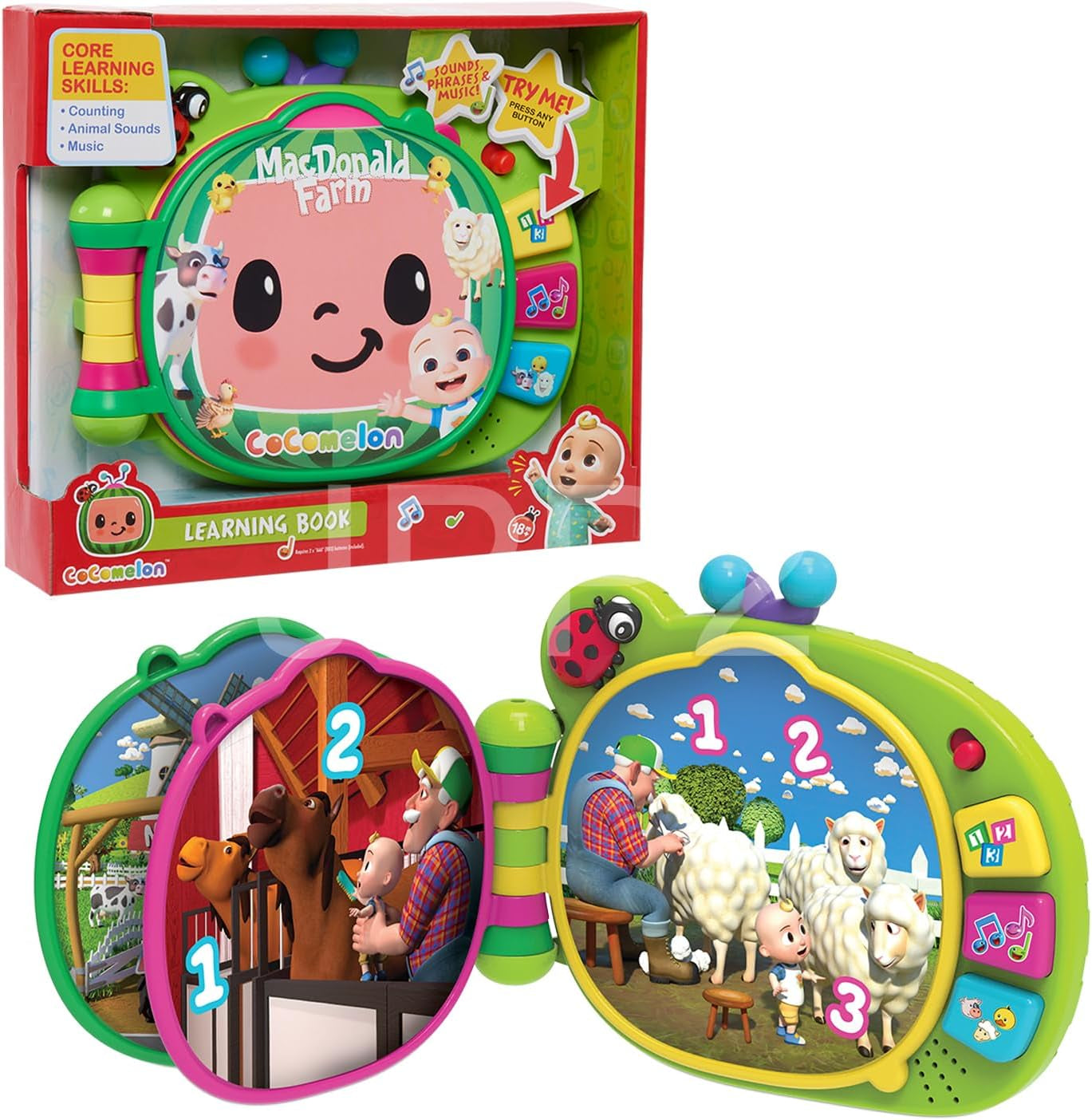 CoComelon, książeczka edukacyjna J.J, funkcje edukacyjne i elektronika, zabawka dla dzieci od 18 miesiąca, CCM10 (wersja francuska) Bebe Naty Shop Toys Domyślny tytuł