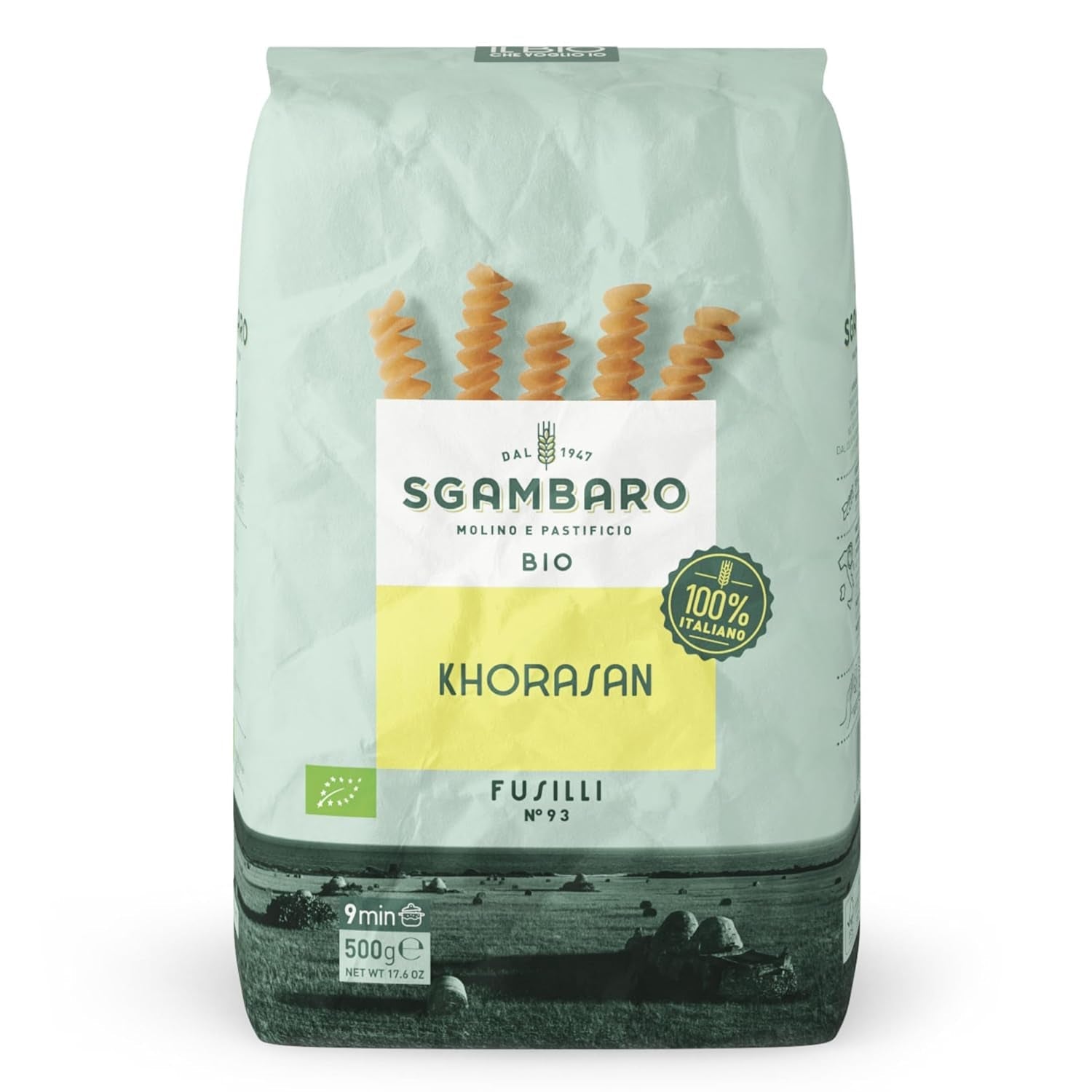Organiczny makaron Fusilli nr 93 - 500 g pszenicy Khorasan - Starożytna pszenica o wysokiej zawartości białka, w 100% uprawiana we Włoszech - Wszechstronna w kuchni i bogata w składniki odżywcze