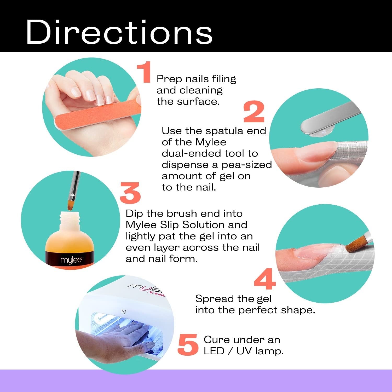 Mylee Magic Extender Gel Tool Mit Zwei Enden – 2 w 1 Pinsel & Spachtel do przedłużania UV/LED Nagelkunst, Nagelspitzen i Für
