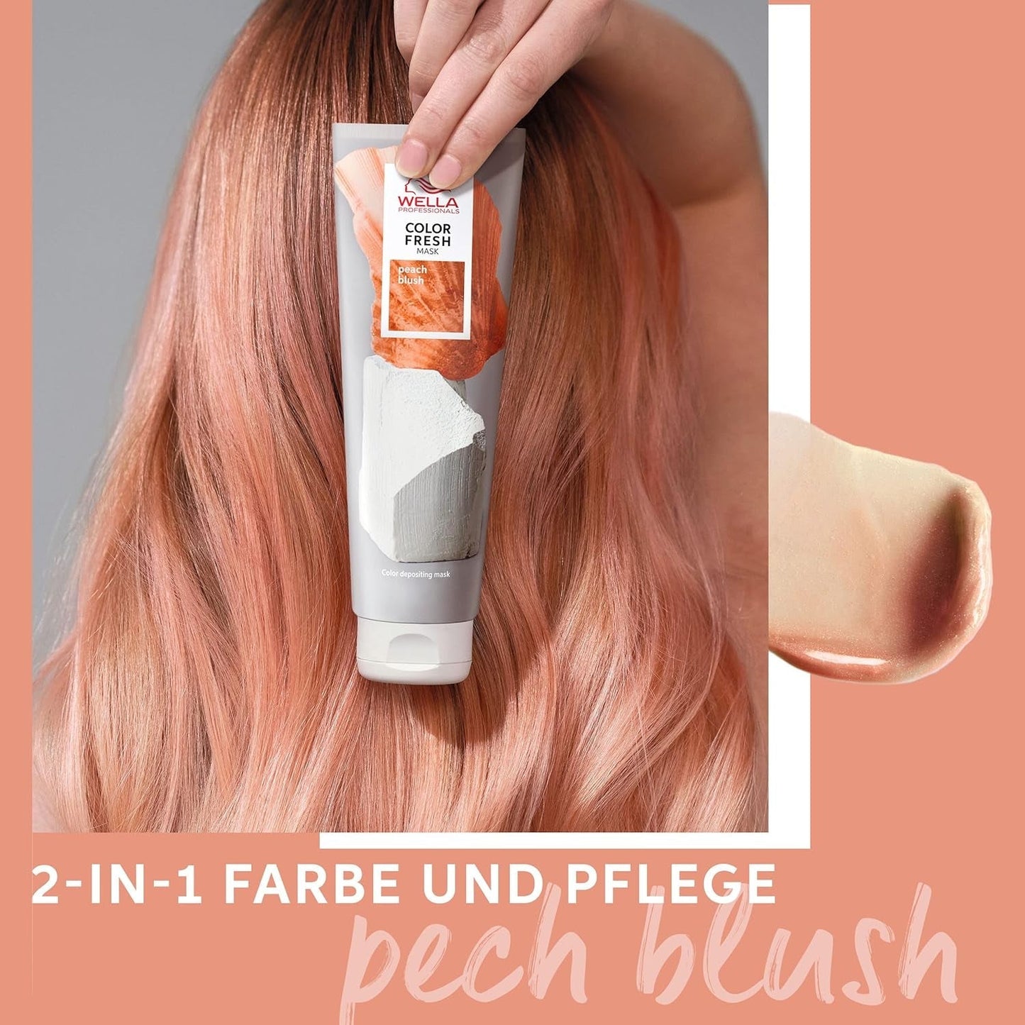 Wella Professionals Color Fresh Mask Peach Blush - kuracja do włosów rewitalizująca i zmieniająca kolor włosów - odżywczy odcień z olejkiem z awokado - do włosów blond i rozjaśnianych - 150 ml Naty Shop Hair Mask