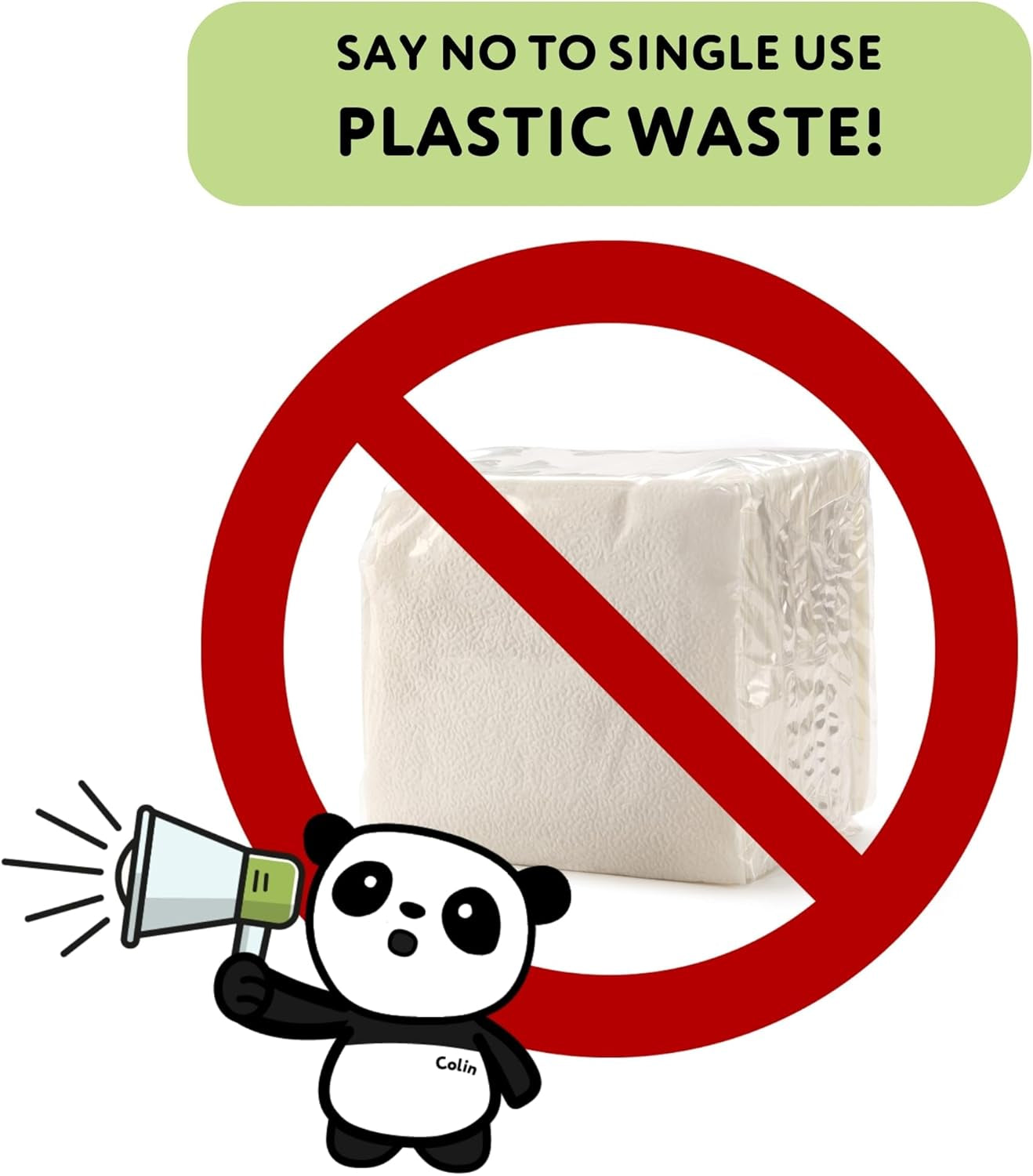 Bambusowe serwetki koktajlowe Cheeky Panda | serwetki białe 100 sztuk serwetek papierowych