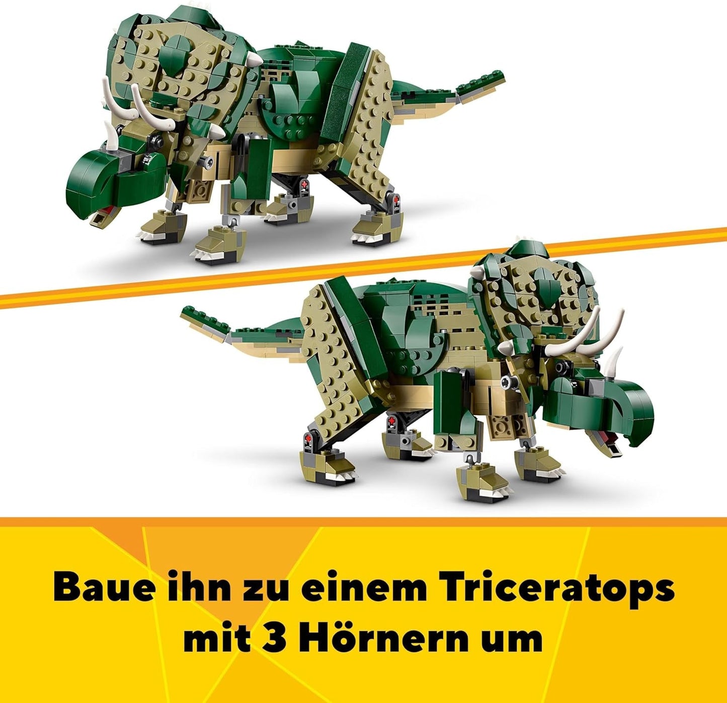 LEGO Creator T.Rex, Dino 3 w 1 Transformowalny Triceratops lub Pterodaktyl, mobilny model dinozaura dla dzieci, prezent dla chłopców i dziewcząt 31151 Zestawy do budowania Besuche w sklepie LEGO