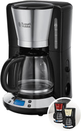 Ekspres do kawy Russell Hobbs [cyfrowy minutnik, słuchawka prysznicowa zapewniająca optymalną ekstrakcję i aromat] Colors+ Creme (1 do 10 filiżanek, szklana karafka 1,25 l, płyta grzewcza, 1100 W) Ekspres do kawy z filtrem 24033-56