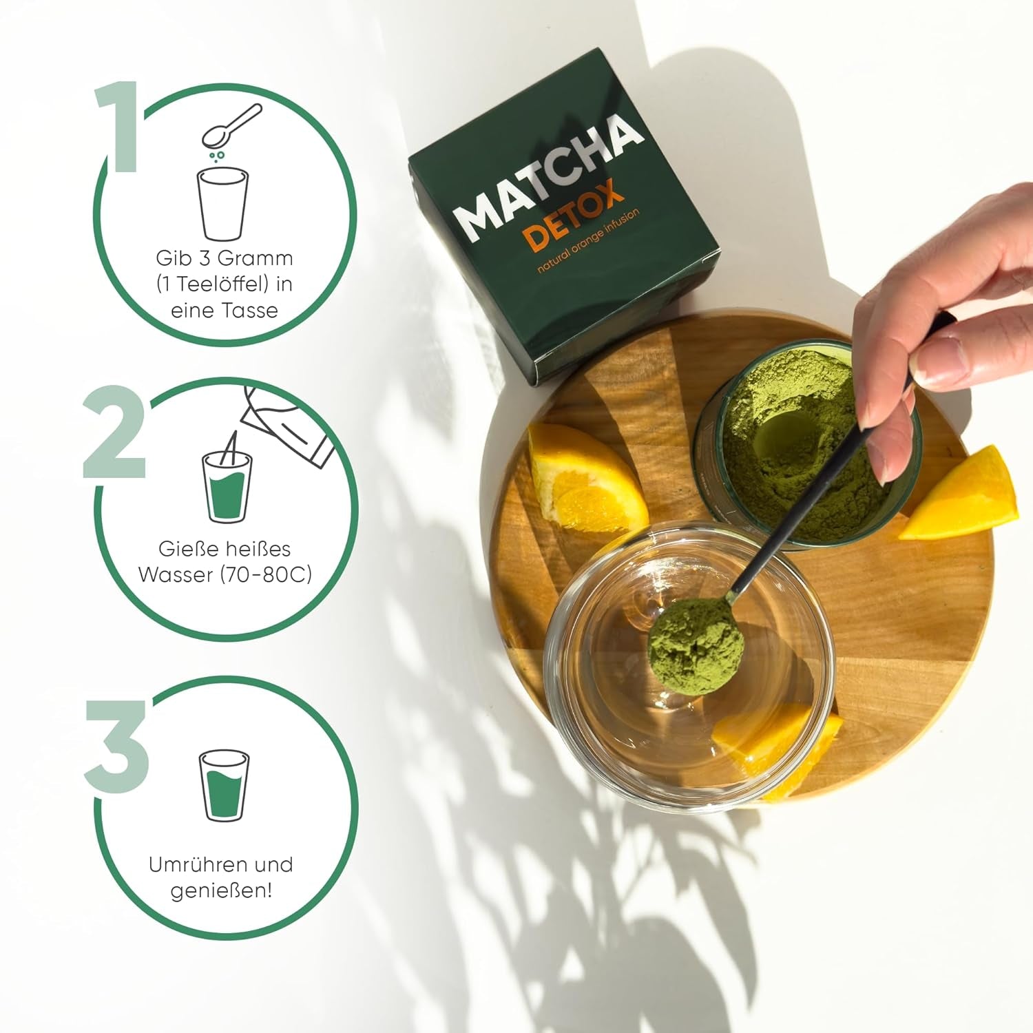 WOW TEA Matcha w proszku - drobny proszek z Japonii o świeżym smaku - idealny do herbaty Matcha, latte czy smoothies - bez dodatków (detoks)