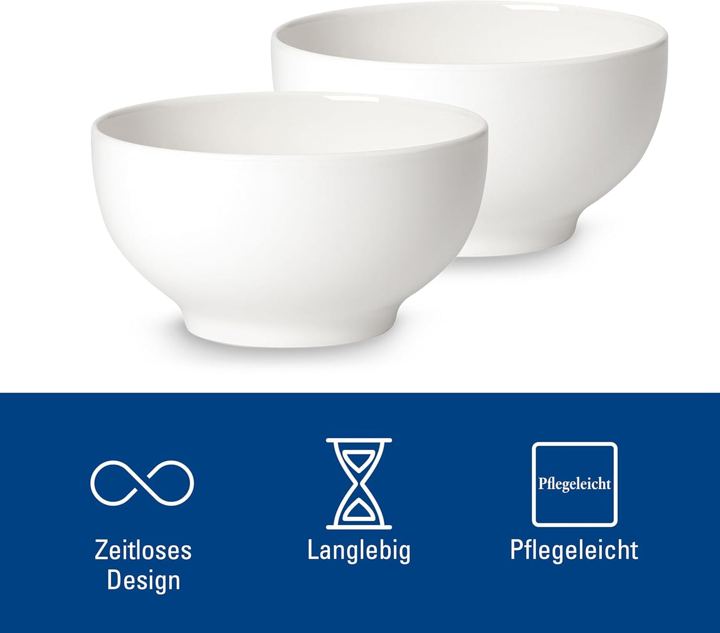 Villeroy & Boch For Me Zestaw 2 misek na płatki zbożowe, biały, Można myć w zmywarce, Można używać w kuchence mikrofalowej, Małe miski dla 2 osób, Miski, Miski na płatki zbożowe, Przekąski lub sosy, Talerz, Porcelana Premium