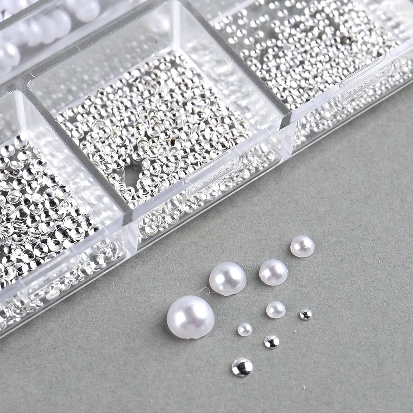 GZSY Nail Art Strasssteine ​​​​Nagel Perlen Weiß 12Raster Nagel Charms Nageldesign Zubehör Perle Nail Art
