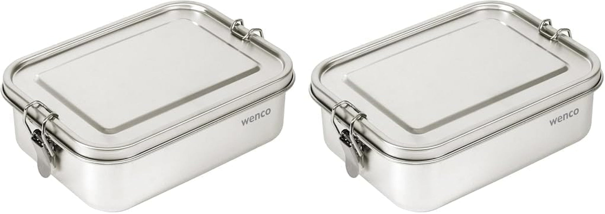 Pudełko śniadaniowe Wenco ze stali nierdzewnej, 2 przegródki, duża pojemność, 850 ml. Pudełko śniadaniowe Wodoodporne. Można myć w zmywarce. Zawiera wymienny silikonowy pierścień 18,5 x 14 x 5,5 cm. Srebrny (2 szt.). Pudełka do przechowywania żywności Naty Shop 850 ml (2 szt.).