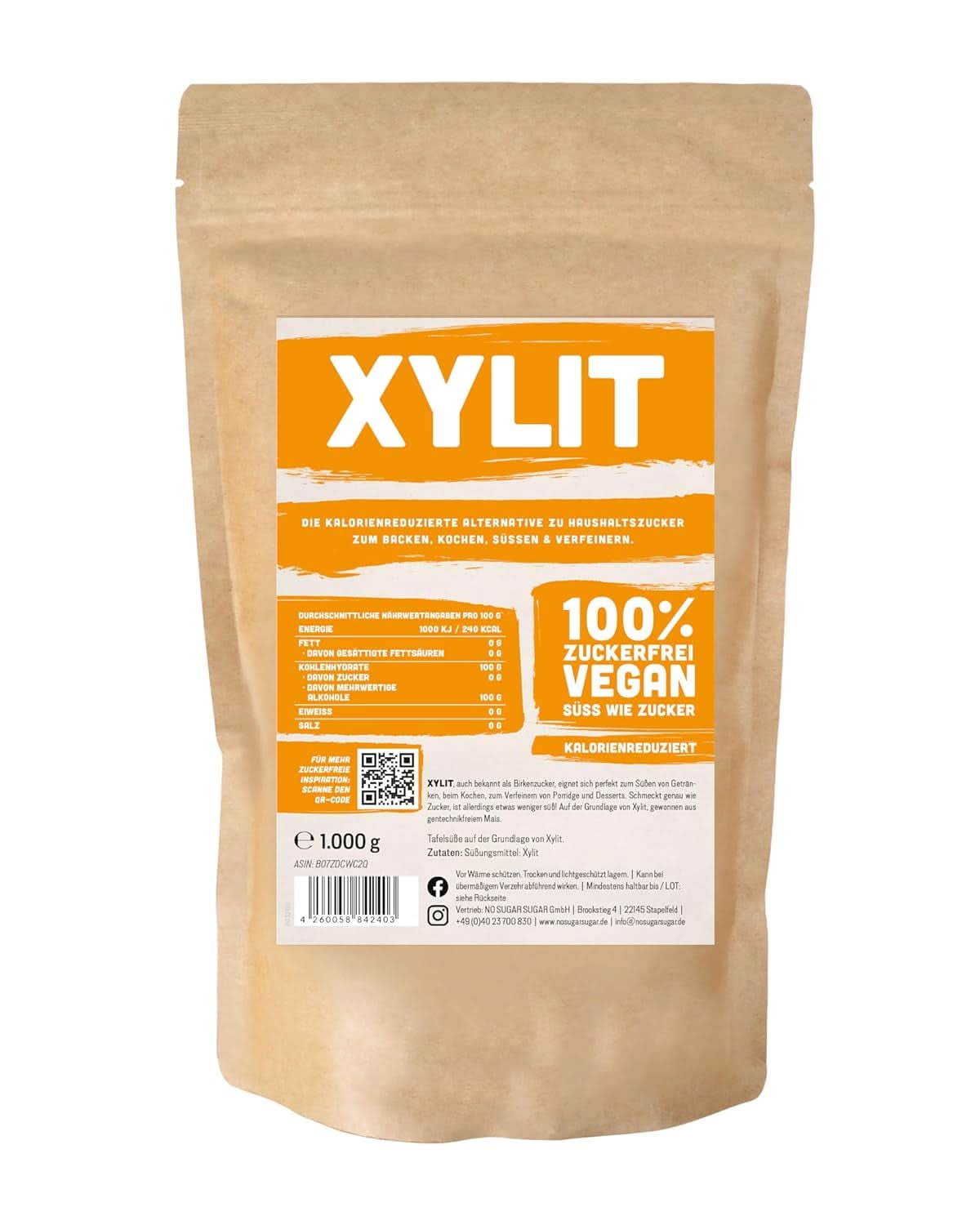 Ksylitol premium o mocy słodzącej 1:1 w porównaniu do cukru, 1kg Słodziki Naty Shop
