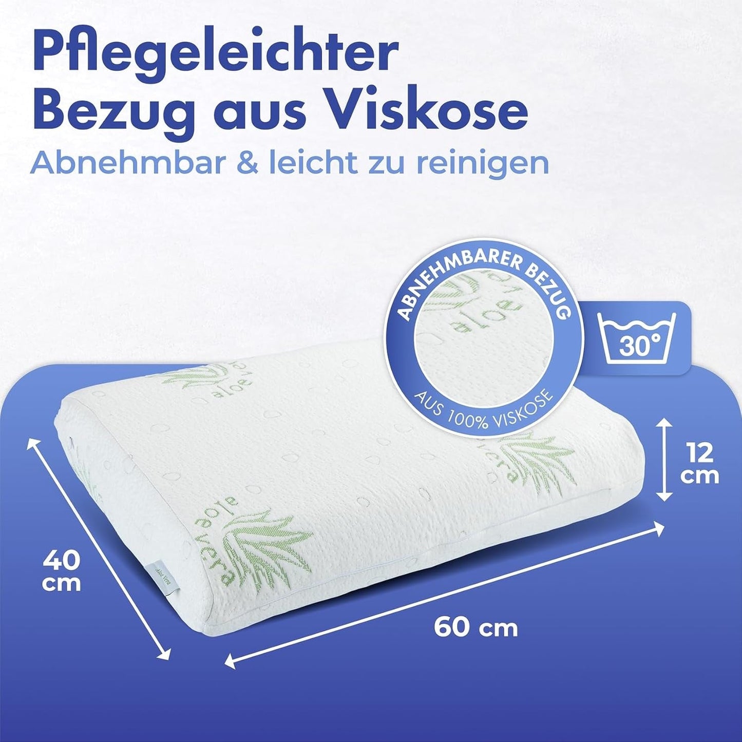 Poduszka podtrzymująca szyję Maximex Visco, Oddychająca poduszka podtrzymująca z ergonomicznym wypełnieniem piankowym, Poduszka podtrzymująca szyję z regulacją wysokości i wysokości zapewniająca spokojny sen, Z aloesem Standardowe poduszki Naty Shop