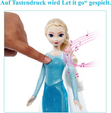 Mattel Toys Disney Frozen Elsa śpiewająca lalka w kultowym stroju, śpiewa „Let It Go” z filmu Disneya w języku angielskim, francuskim, niemieckim, włoskim, JDL58