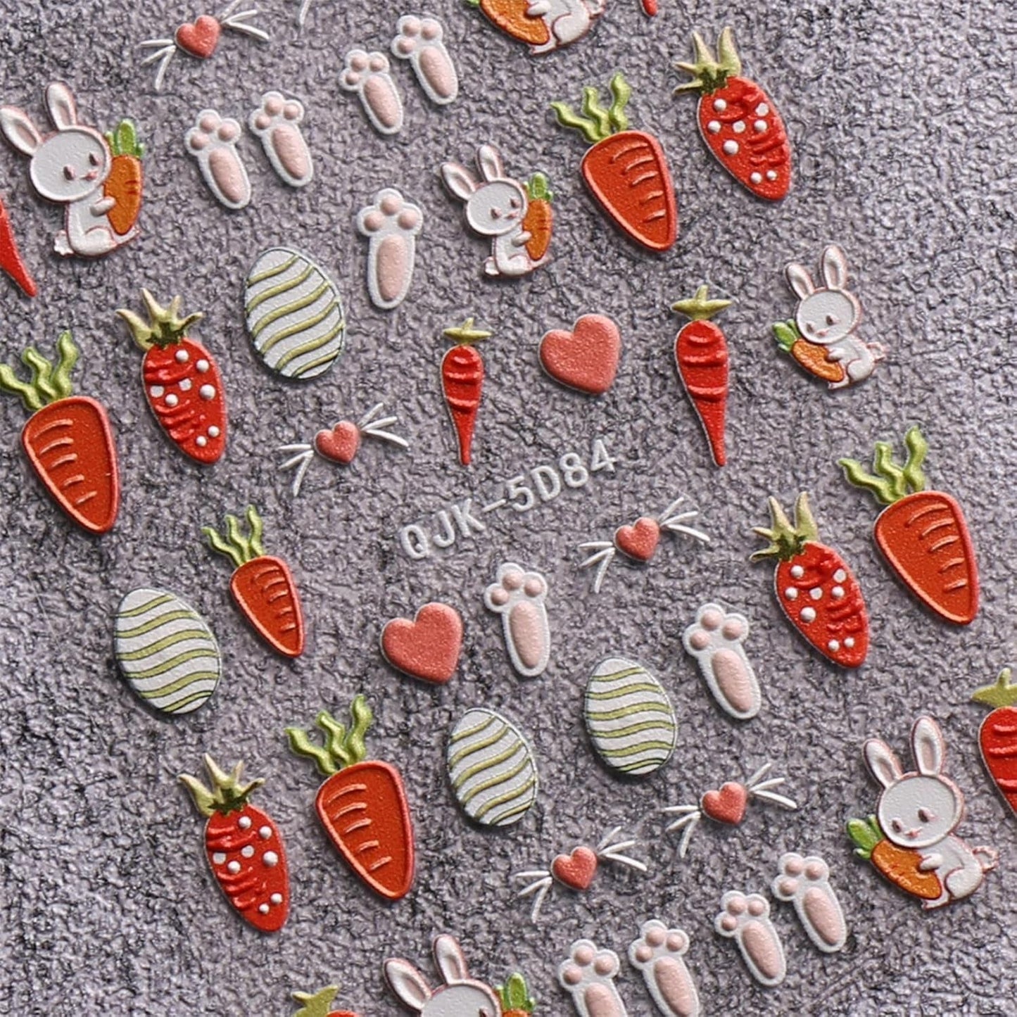 JMEOWIO 6 Blatt 3D Nagelsticker Ostern Nail Art Naklejka Selbstklebend Nagelaufkleber 5D Stereoskopisch Süßer Hase Ei Dekoration Nageldesign Zubehör