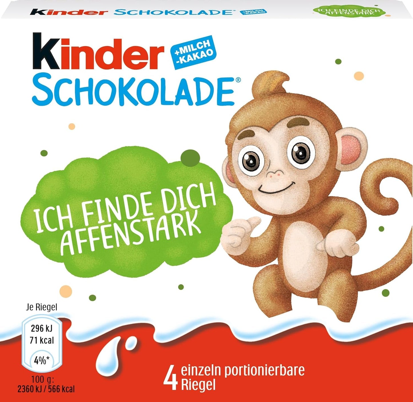 Kinder Chocolate (20 x 50g) - Prezent na Walentynki dla niego i dla niej, słodycze karnawałowe i Mardi Gras - Nadziewane batoniki mlecznej czekolady - 20 opakowań po 4 pojedyncze tabliczki w każdym
