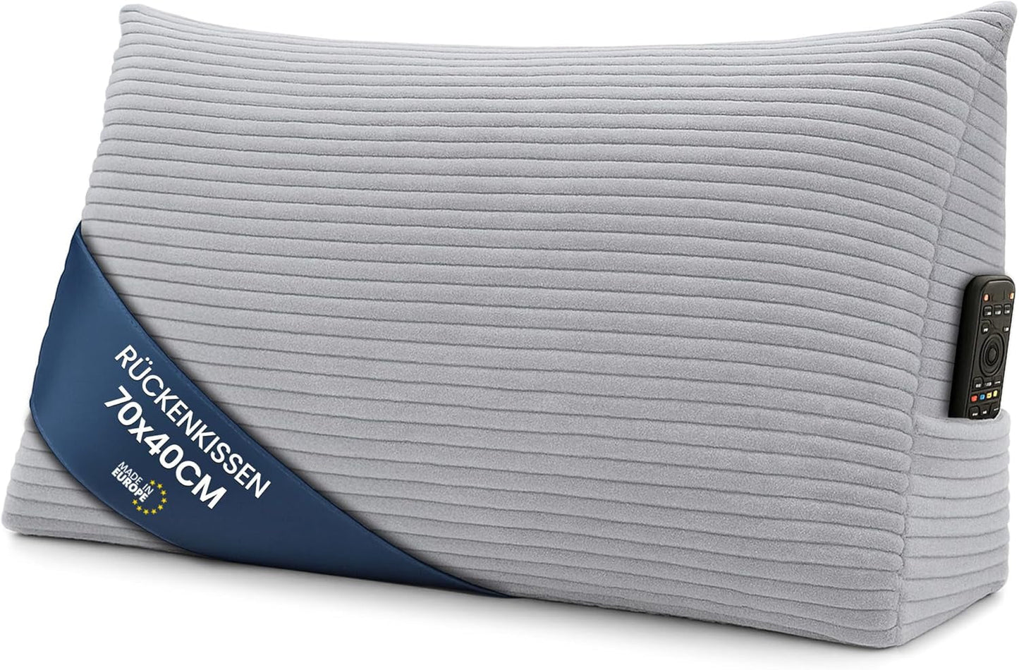 Poduszka z pierza, poduszka pod plecy, poduszka aksamitna, szerokość 70 cm - poduszka do czytania do łóżka, sofy i sofy, duża poduszka do sofy, poduszka ścienna, poduszka do sofy, poduszka do czytania, poduszka pod plecy, jasnoszara