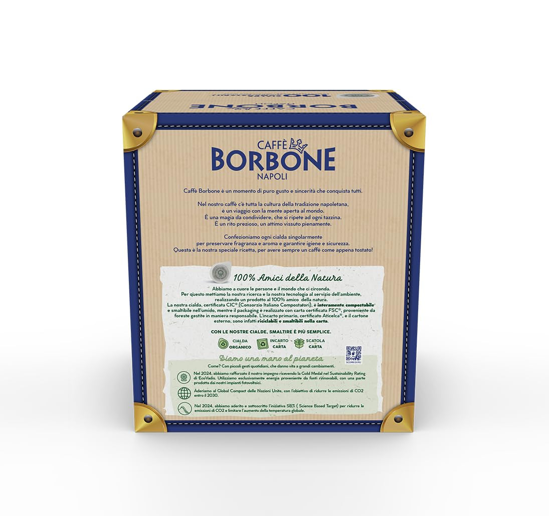 Caffè Borbone Kompostierbare Kaffeepads, Gold-Kaffeemischung - 100 podkładek - Kompatybilne z papierowymi podkładkami ESE System 44 mm