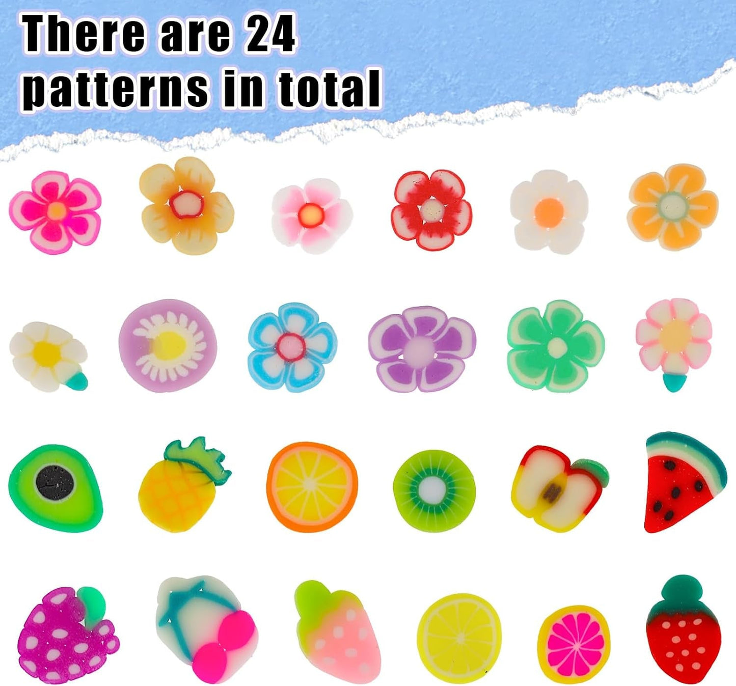 1000 Stk Nagel Obst Scheiben, Nagelkunst Fruchtscheiben Charms Śliczne Obst-Blumen Charms Mieszany zestaw Mini 3D Obstscheibe Nail Art Zum Nagelkunst Handy Deko DIY Schleimbasteln Ozdoba Scrapbooking