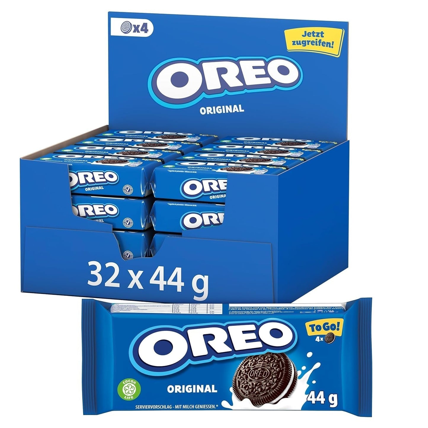 OREO Original - Chrupiące ciasteczka z kakao i pysznym nadzieniem śmietankowym o smaku waniliowym - 32 x 44g