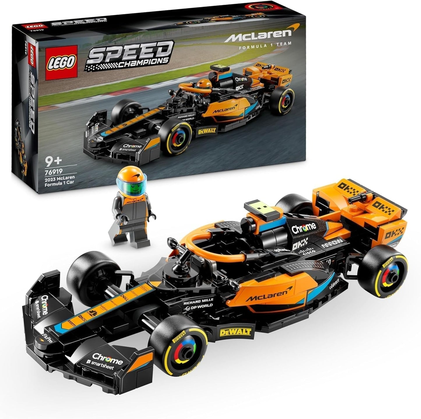 LEGO Speed Champions Samochód wyścigowy Formuły 1 Mclaren 2023 Zabawka dla dzieci powyżej 9 lat Chłopcy i dziewczęta lubiące się bawić Model pojazdu do samodzielnego zbudowania Wystrój pokoju dziecięcego 76919 Zestawy do budowania Besuche den LEGO-Store Single