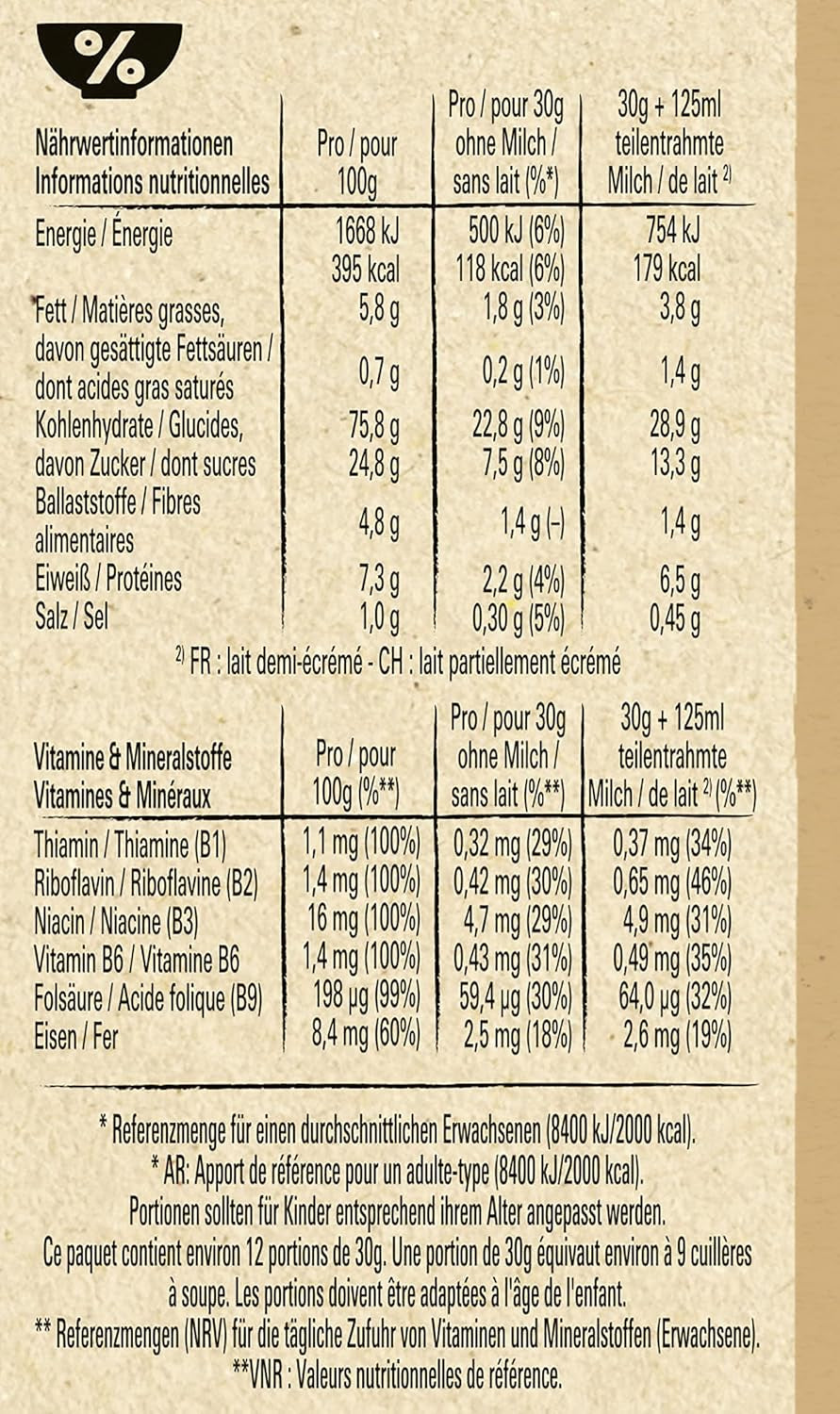 Płatki śniadaniowe Churros o zawartości pełnego ziarna 42%, 3 opakowania (1x360g)
