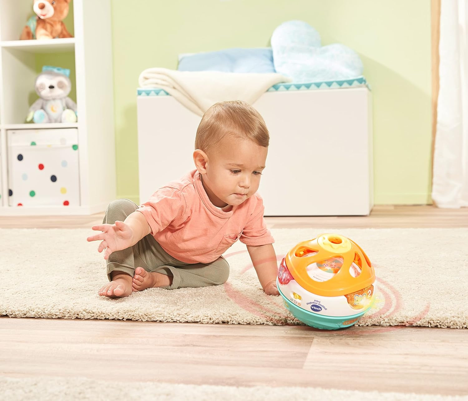 Vtech Baby 3 w 1 magiczna piłka muzyczna samobieżne odtwarzanie muzyki interaktywna zabawka dla dzieci 9-36 miesięcy kolorowe zabawki dla dzieci Naty Shop