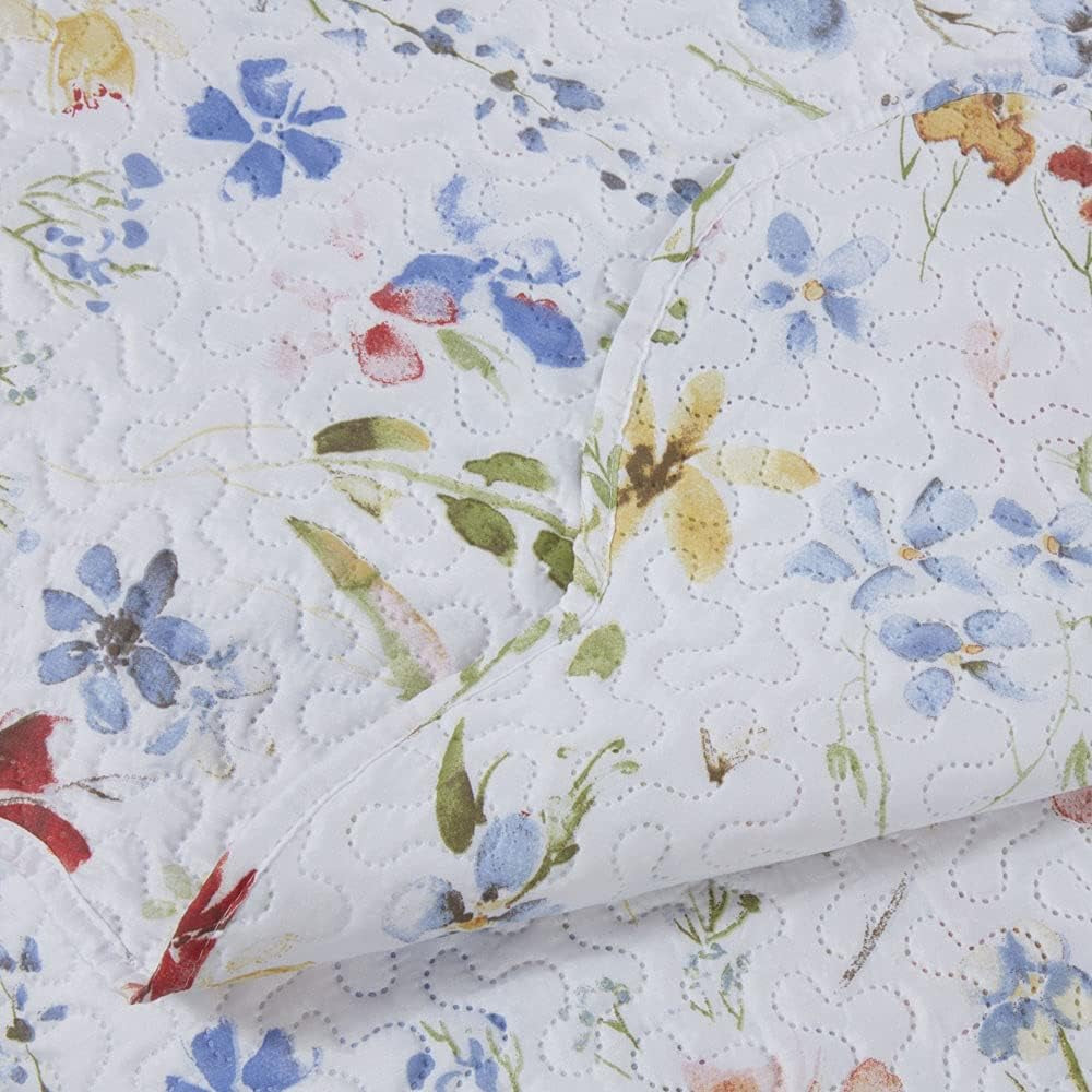Emma Barclay Spring Meadow Zestaw pikowanych narzut w kwiaty Spring Meadow Narzuta na łóżko podwójne Multi, poliester Łóżka i koce Emma Barclay